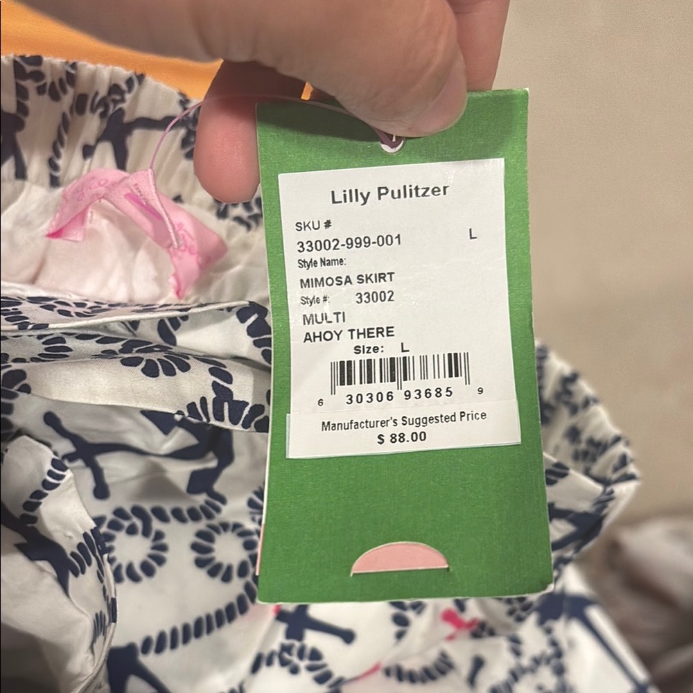Lilly Pulitzer Navy and Pink Anchor Print Skirt - Picture 6 of 8
